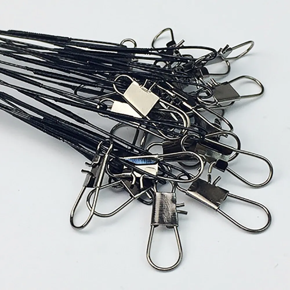 Fishing Tools Fishing Line Steel Wire Leader With Swivel And Snap 20Pcs/Pack