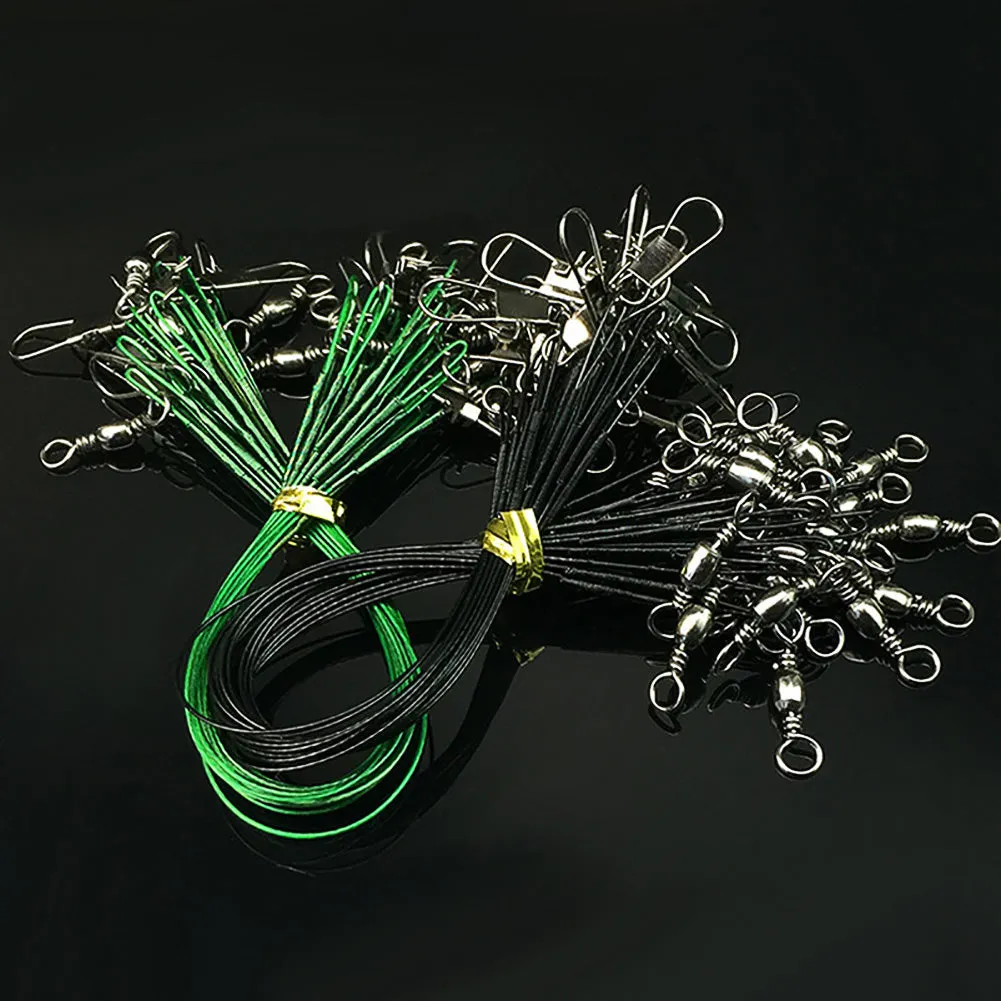 Fishing Tools Fishing Line Steel Wire Leader With Swivel And Snap 20Pcs/Pack