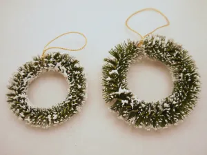 Flocked Bottle Brush Wreath Ornaments 6pcs