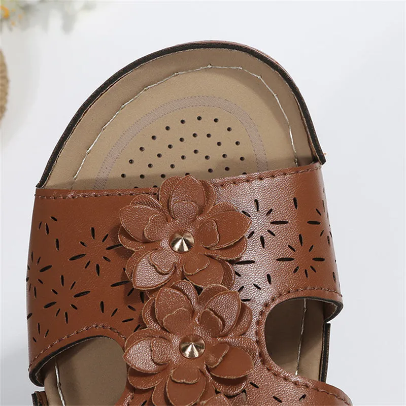 Flower Hollow Out Open Toe Breathable Beach Slippers for Women