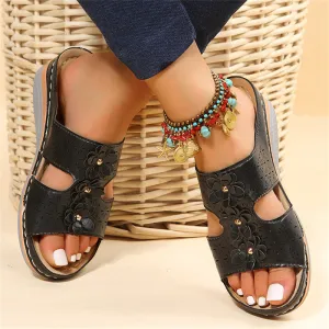 Flower Hollow Out Open Toe Breathable Beach Slippers for Women