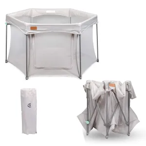 Folding Quick Pop-up Baby Playpen | Ball Pool | Breathable Mesh Fabric | 1.36m Dia | Grey