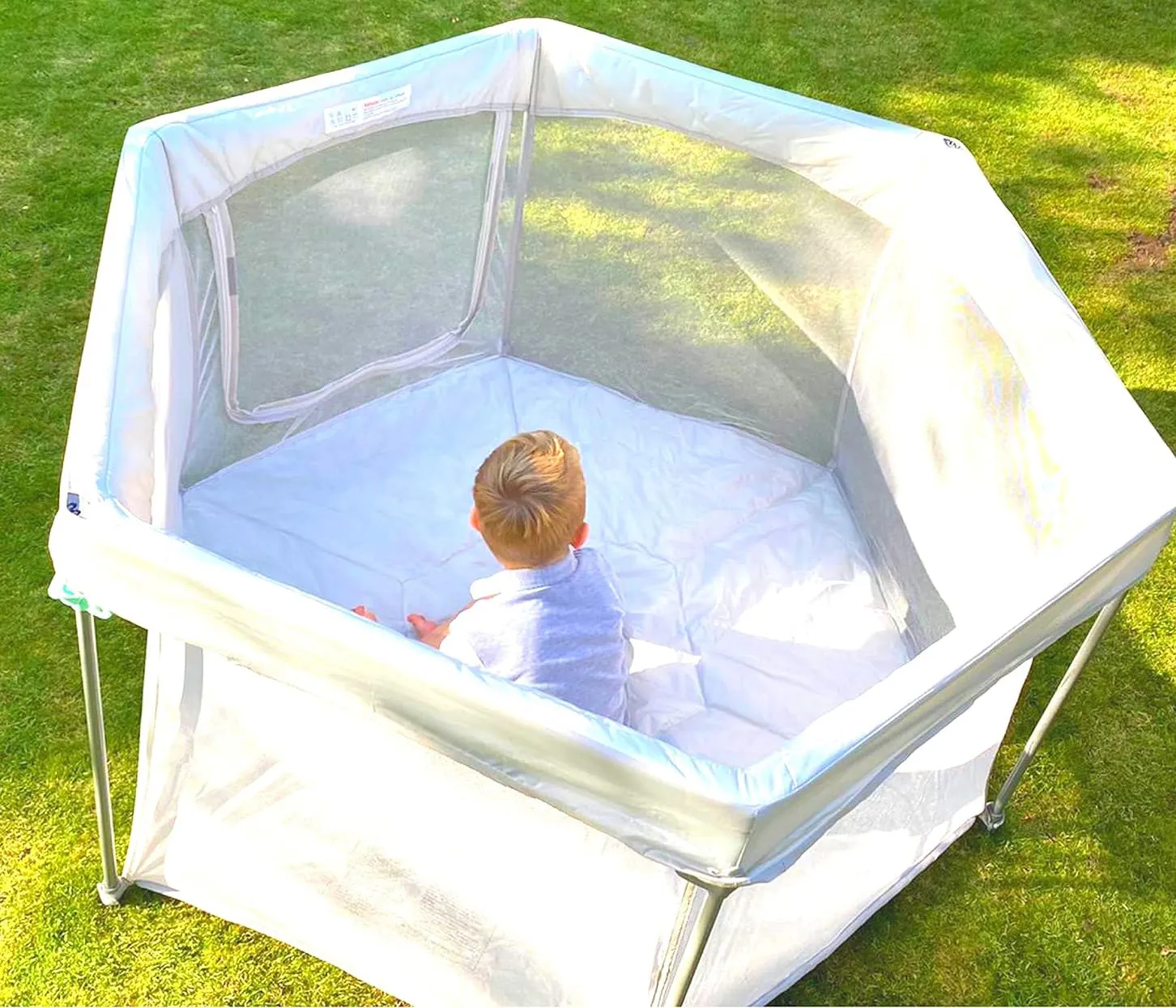 Folding Quick Pop-up Baby Playpen | Ball Pool | Breathable Mesh Fabric | 1.36m Dia | Grey