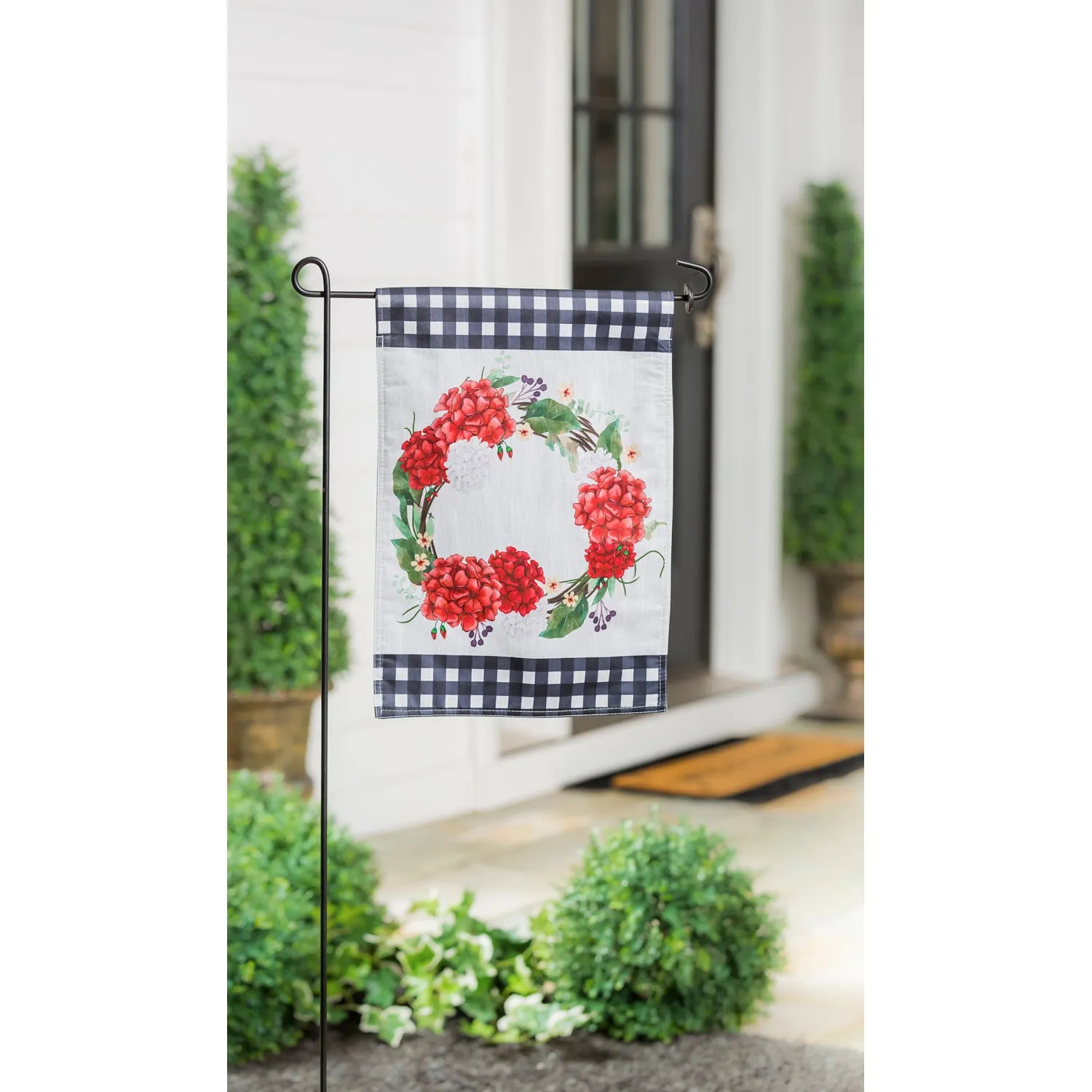 Geranium Wreath Garden Strié Flag,14t9710