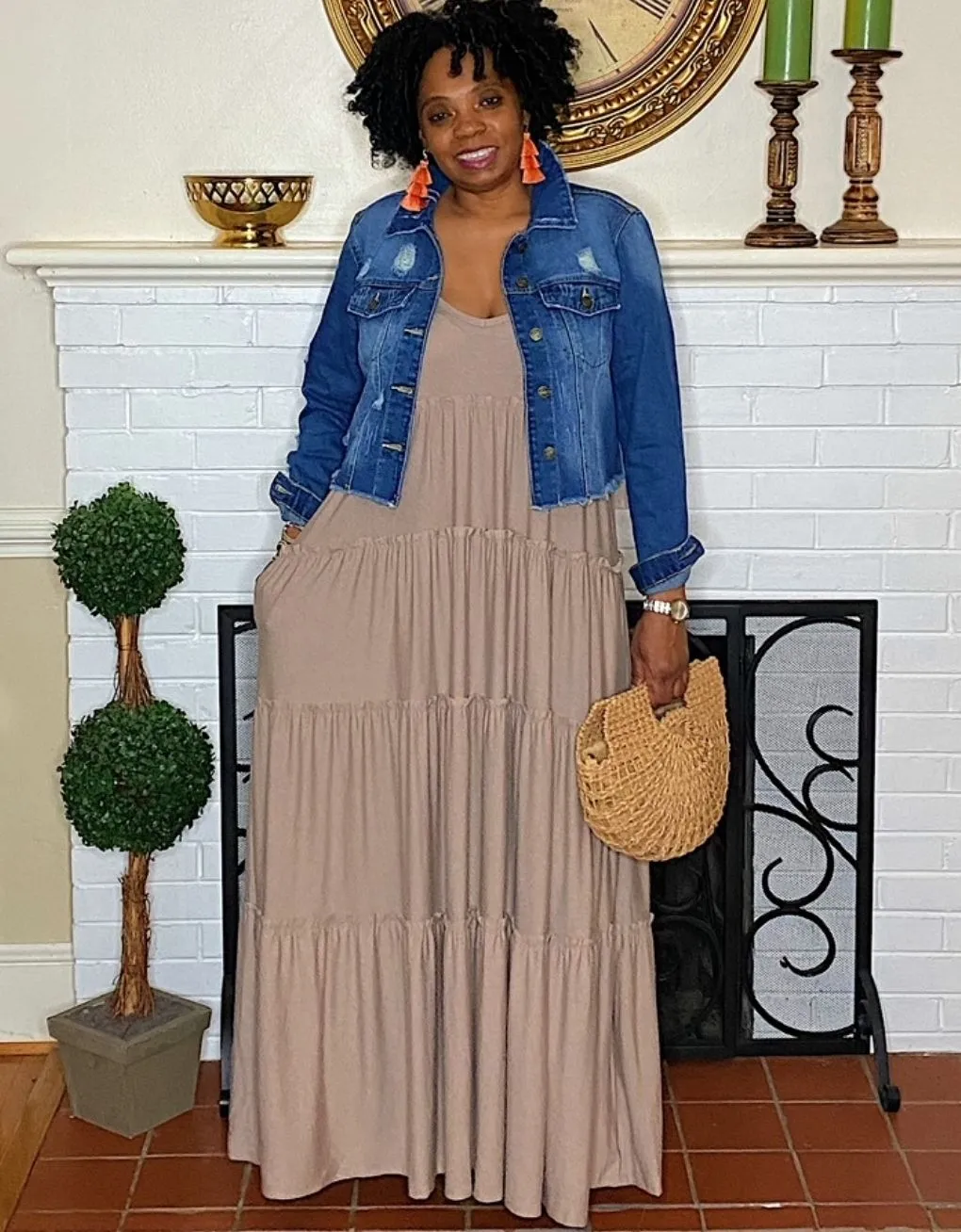 ‘Gianna’ Tiered Maxi Ash Mocha
