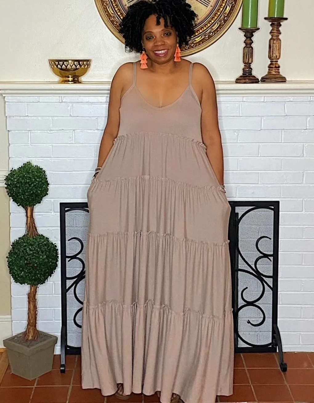 ‘Gianna’ Tiered Maxi Ash Mocha