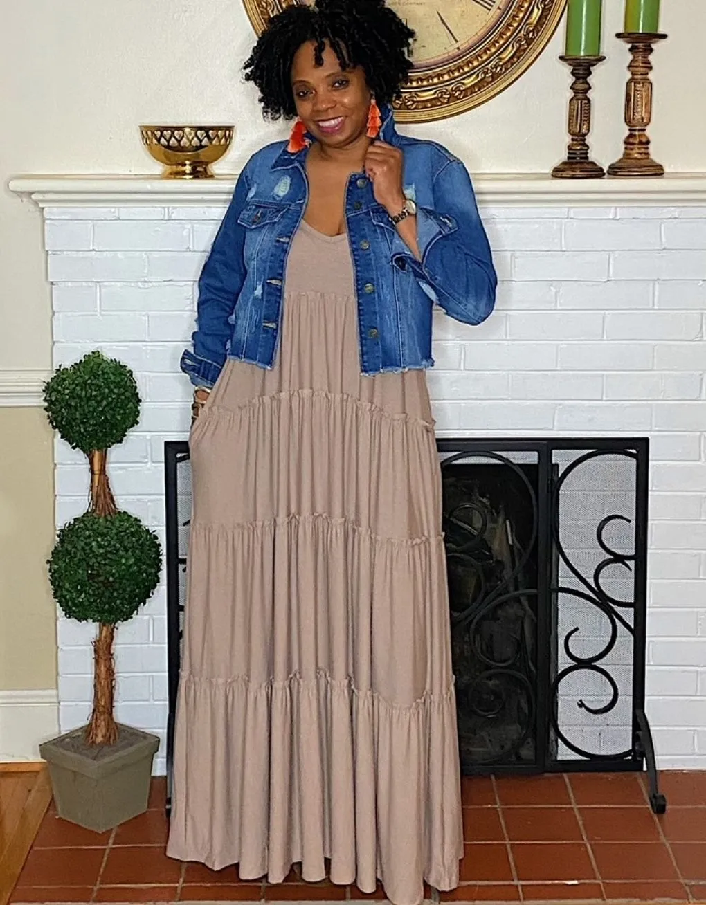 ‘Gianna’ Tiered Maxi Ash Mocha