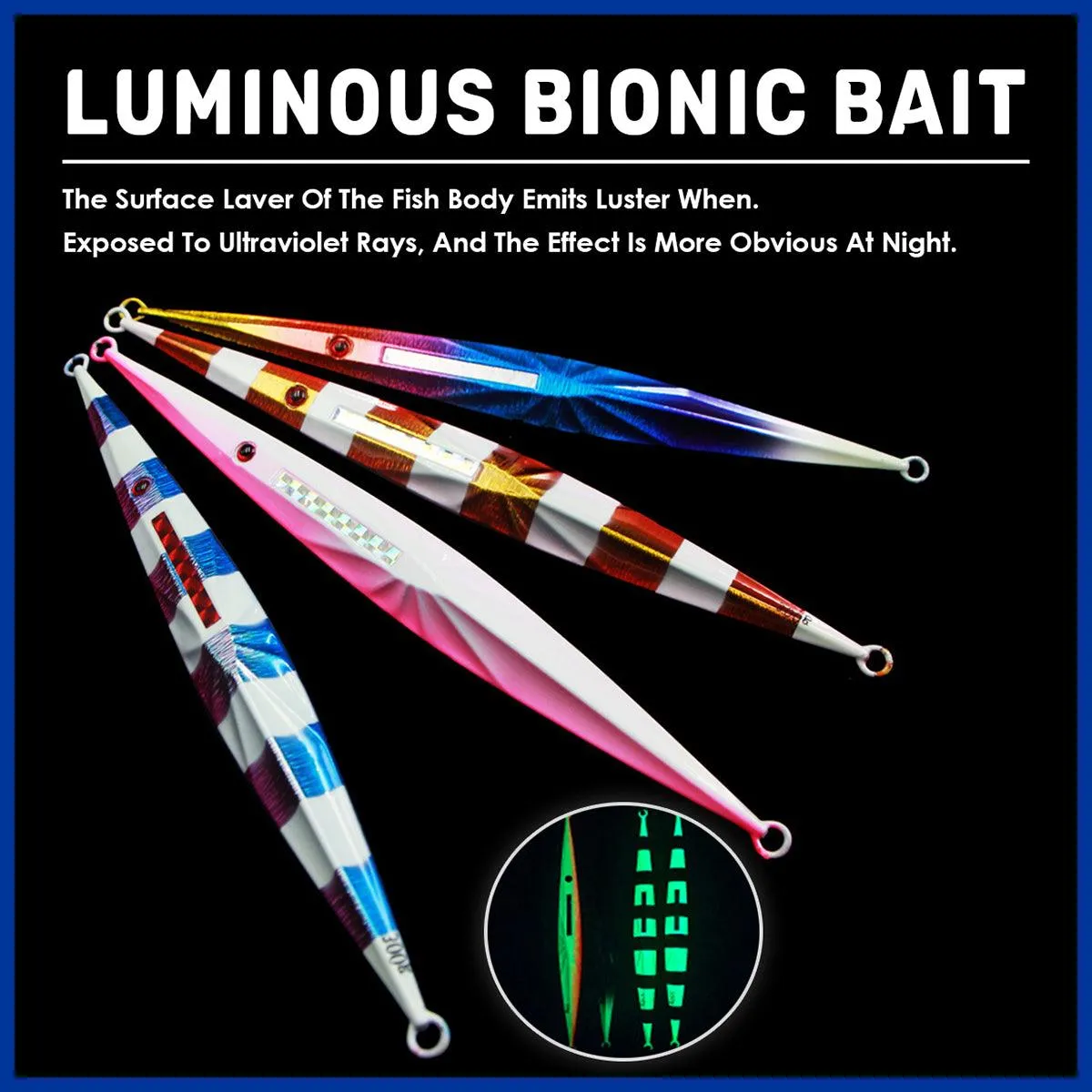 Glow in the Dark Fishing Lure Bionic Jigging Bait 150-400g Deep Sea Tackle
