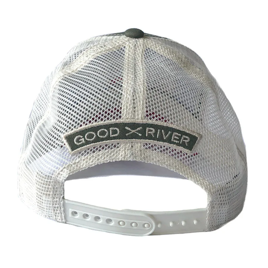 Good River Fish Patch Trucker - Army Green/Stone