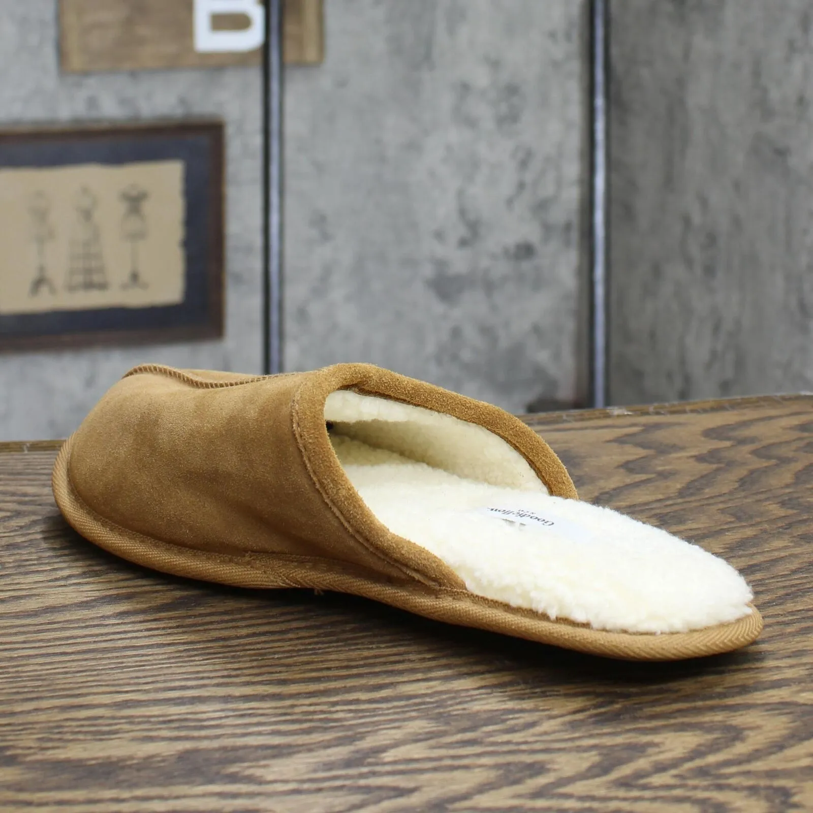 Goodfellow & Co. Mens Alex Scuff Slide Leather Slippers Dark Chestnut Brown S
