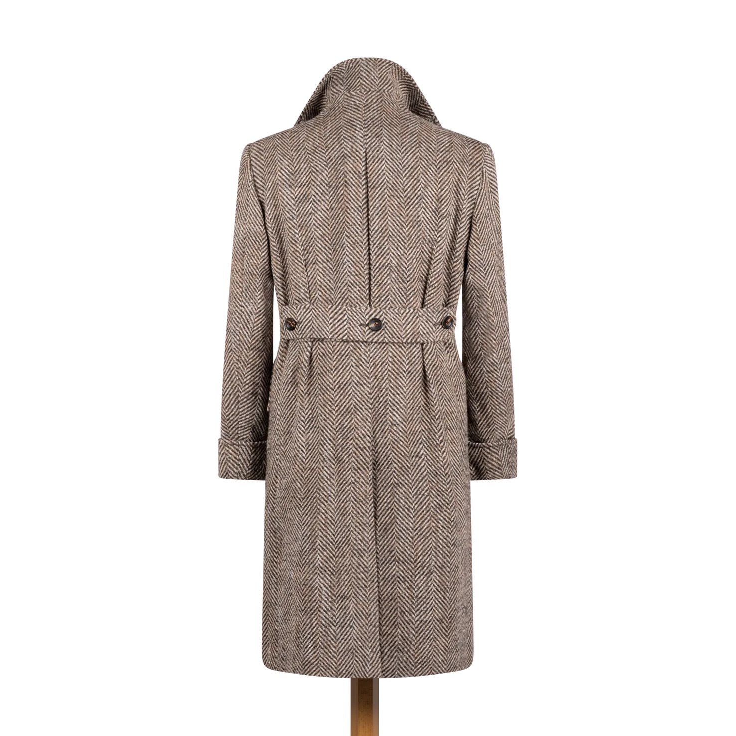 Greatcoat in Brown Herringbone Wool