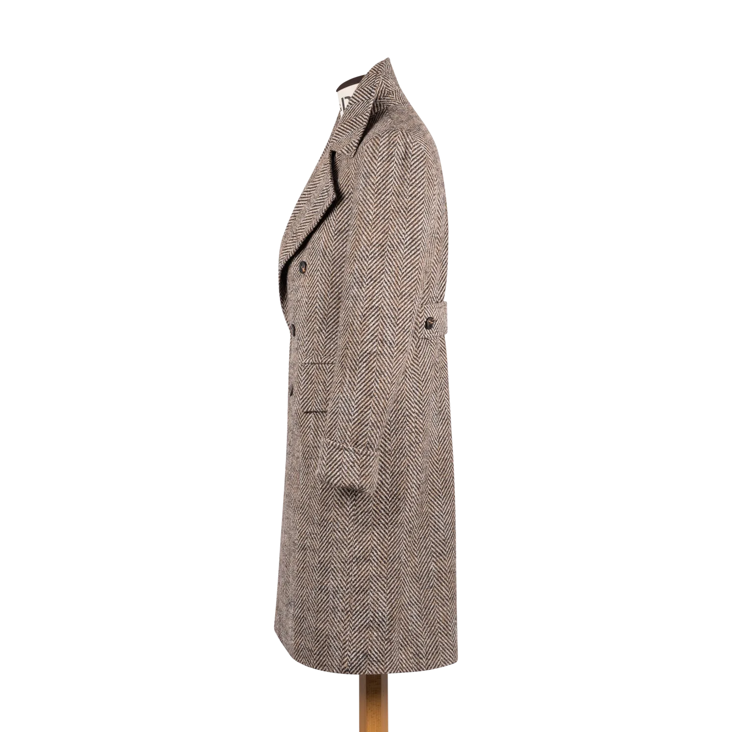 Greatcoat in Brown Herringbone Wool
