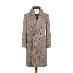 Greatcoat in Brown Herringbone Wool
