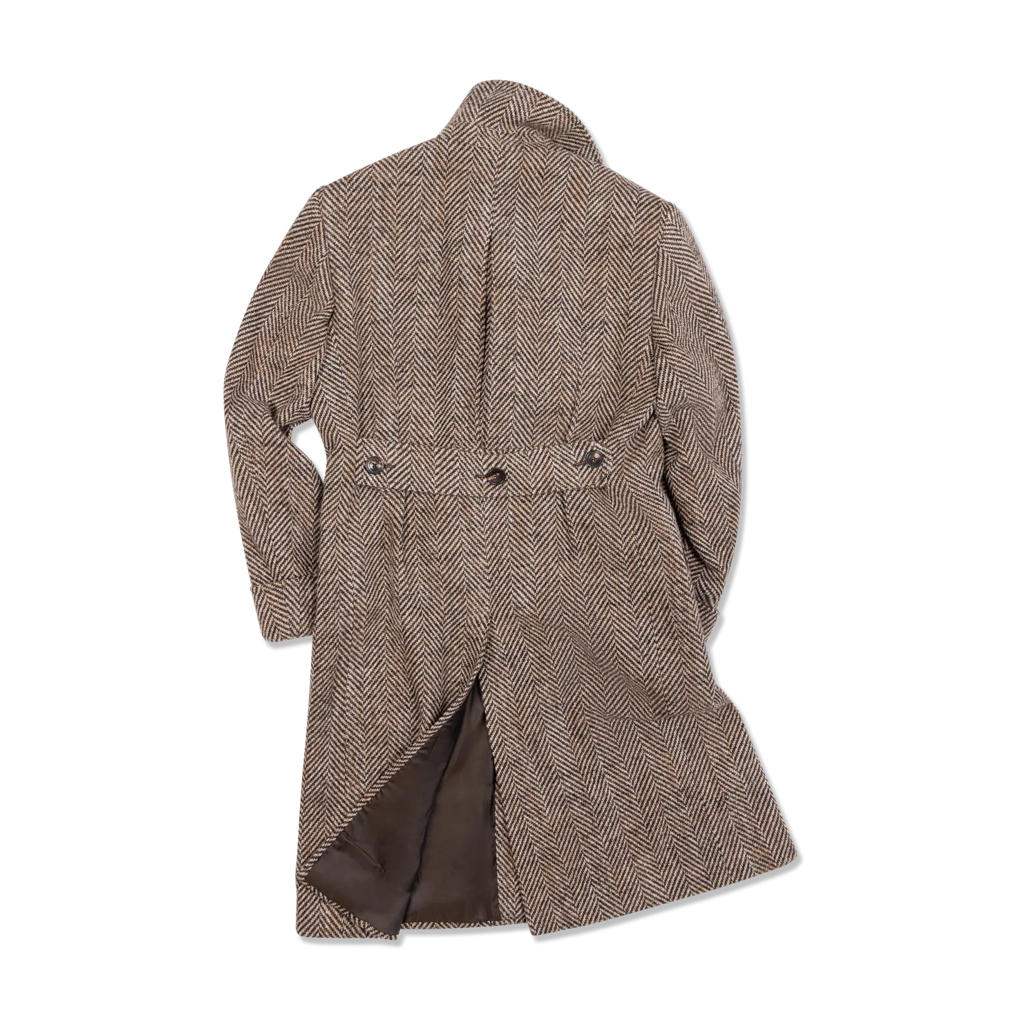 Greatcoat in Brown Herringbone Wool
