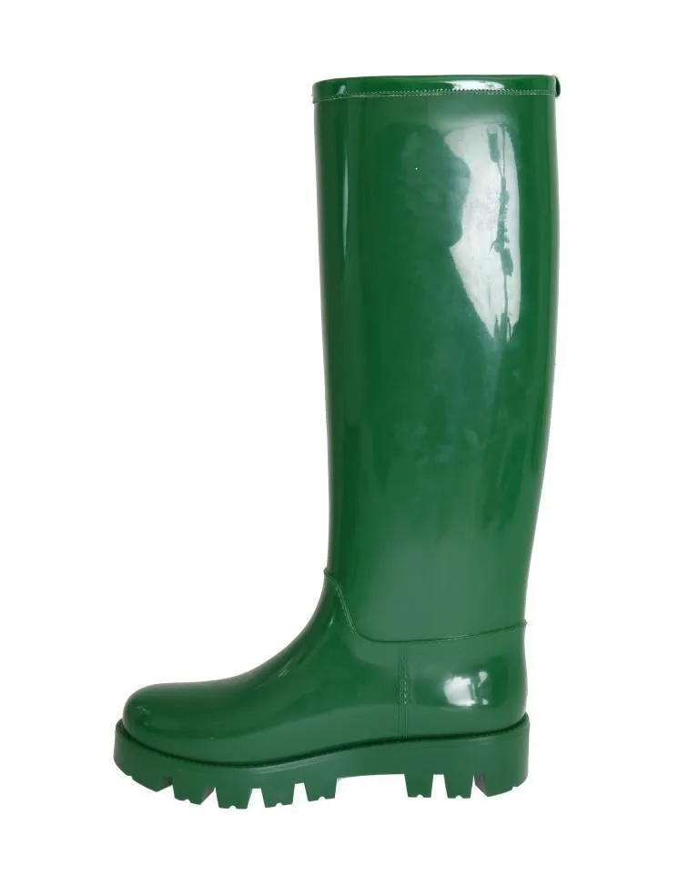 Green Rubber Rain Knee Boots