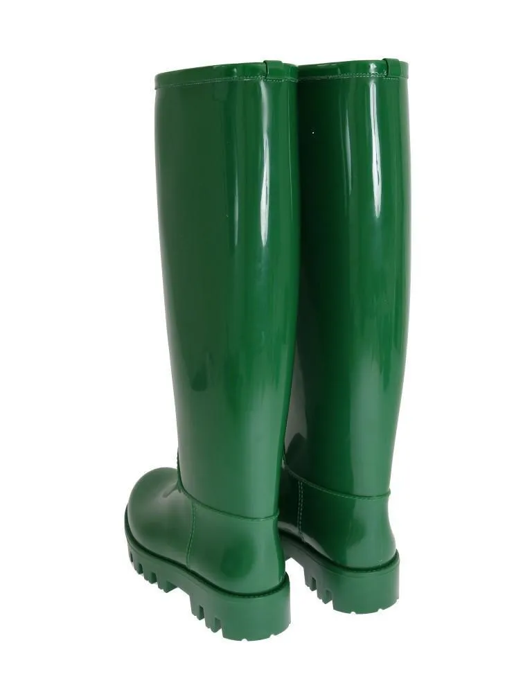 Green Rubber Rain Knee Boots