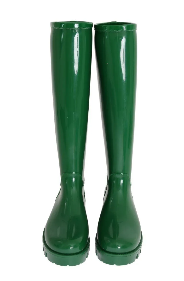 Green Rubber Rain Knee Boots