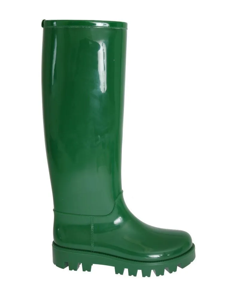 Green Rubber Rain Knee Boots