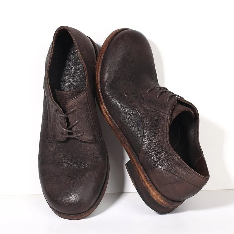 Handmade Leather Sole Round Toe Trend Casual Shoes