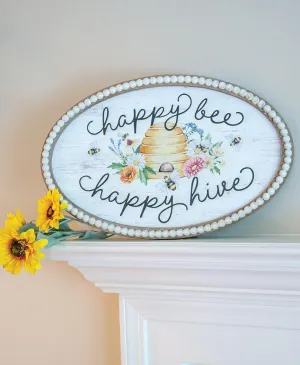 Happy Bee Happy Hive Beaded Sign