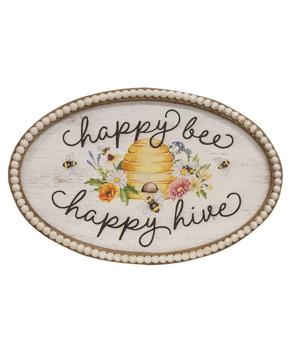Happy Bee Happy Hive Beaded Sign