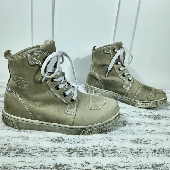 Harley-Davidson &quot;Kearns&quot; High Top Sneaker Motorcycle Boot Tan | Women's Size 6.5