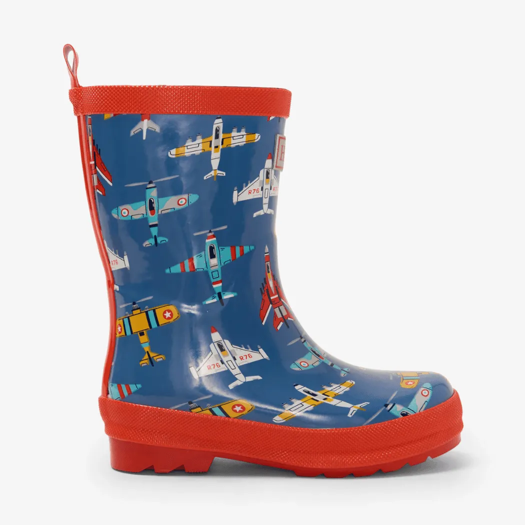 HATLEY Shiny Kids Rain Boots | Flying Aircrafts size 7