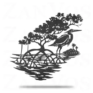 Heron Mangrove Scene
