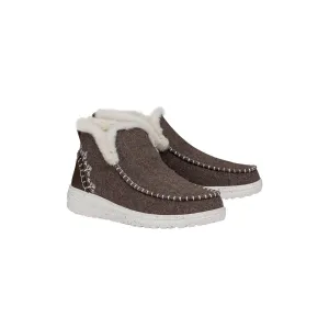 HEYDUDE Denny Wool Faux Shearling Polyester Women's Walnut Boots