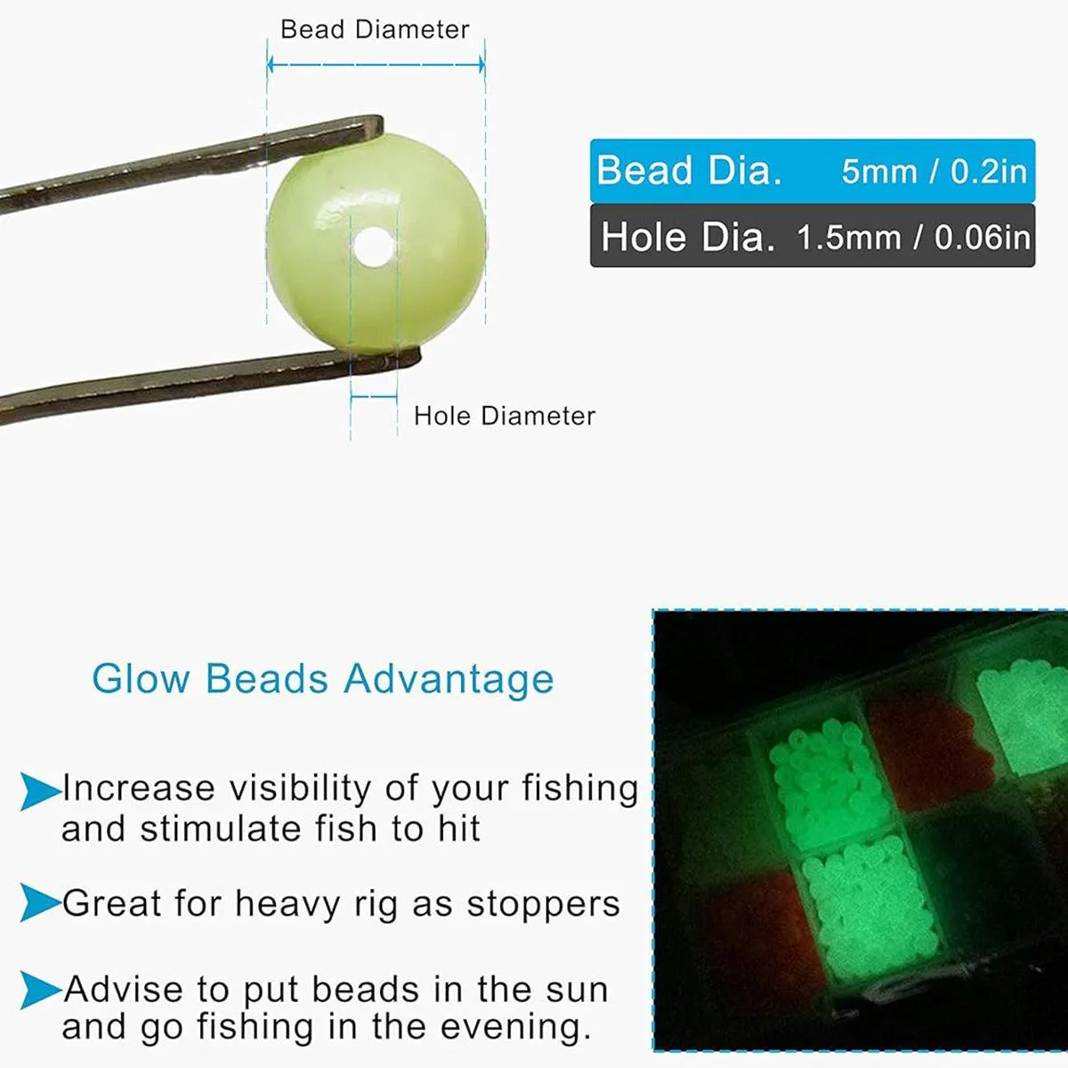 High Quality 2 Boxes of Round Colourful Fishing Beads Tackle Accessories Kit