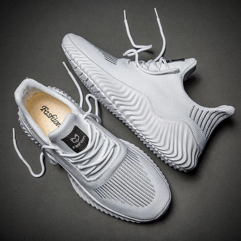 High Quality Men Shoes Sneakers Comfortable Mens Casual Shoes Breathable Lightweight Lace-up Mesh Men Shoes Fashion White 2020