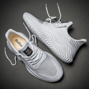 High Quality Men Shoes Sneakers Comfortable Mens Casual Shoes Breathable Lightweight Lace-up Mesh Men Shoes Fashion White 2020
