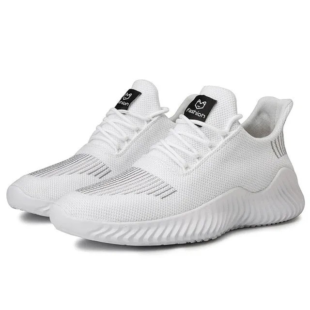 High Quality Men Shoes Sneakers Comfortable Mens Casual Shoes Breathable Lightweight Lace-up Mesh Men Shoes Fashion White 2020