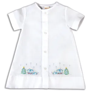 Home at Christmas Shadow Embroidered Boy White Daygown