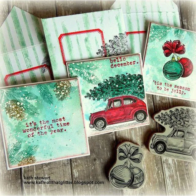 Home For Christmas Red Rubber Stamp Set Tim Holtz CMS498