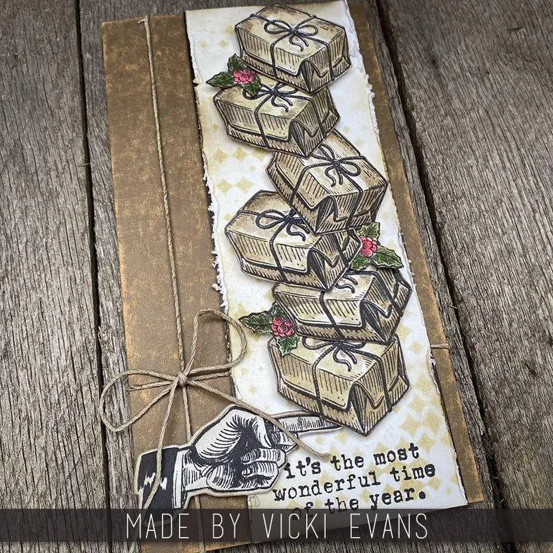 Home For Christmas Red Rubber Stamp Set Tim Holtz CMS498