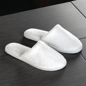 Hotel Slipper Closed Toe White Coral Fleece CTN/100