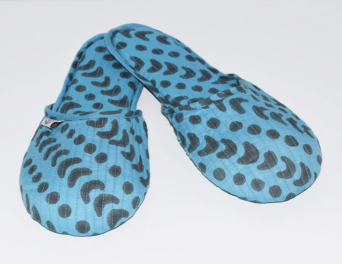 House Slippers | Crescent Dot Azure
