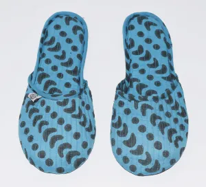 House Slippers | Crescent Dot Azure