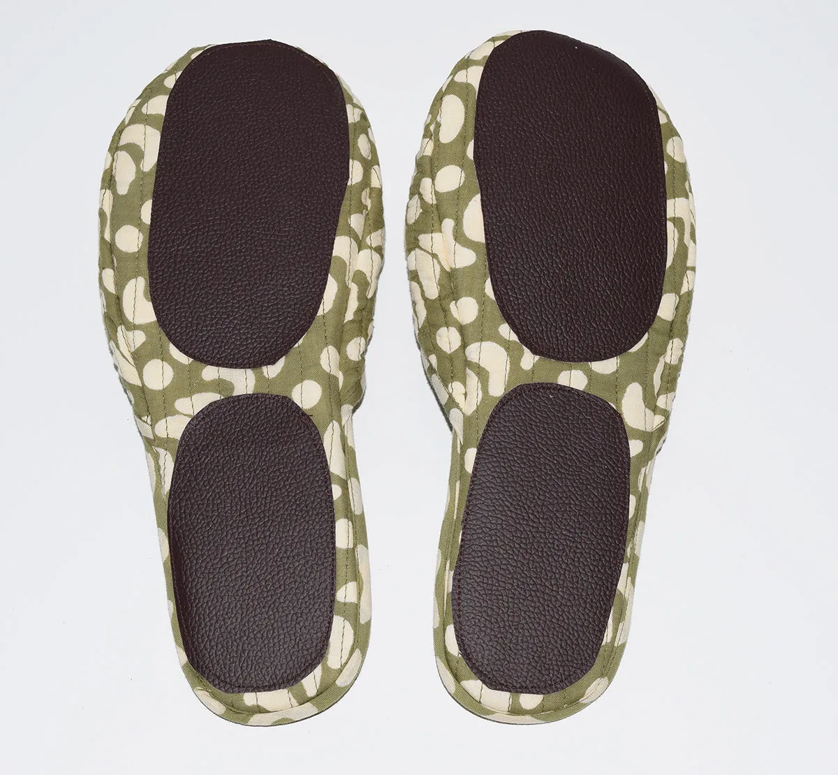 House Slippers | Crescent Dot Olive
