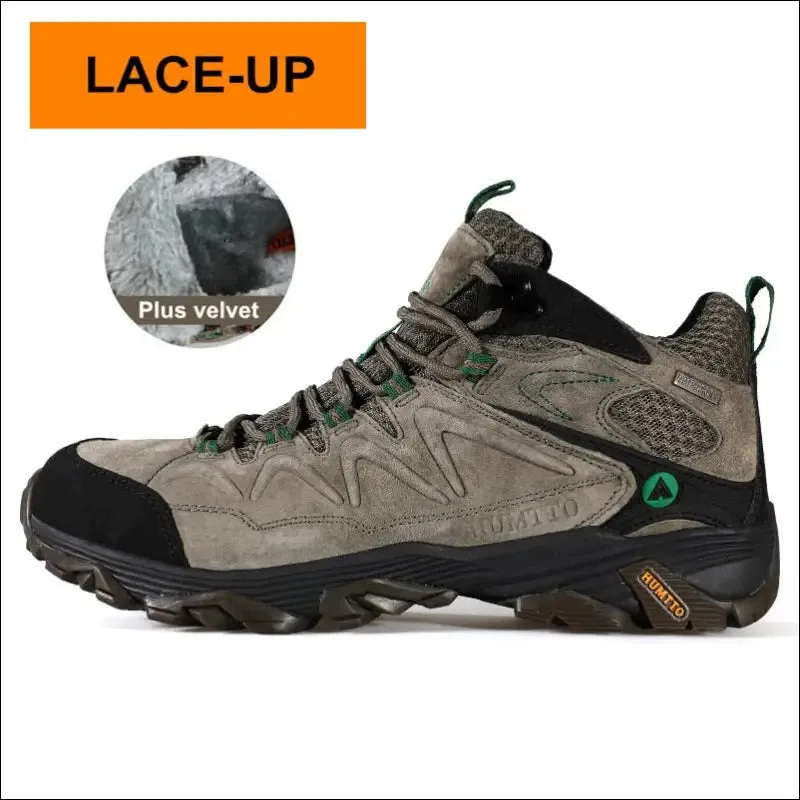 Humtto waterproof hiking shoes leather trekking boots outdoor sneakers for men male camping hunting