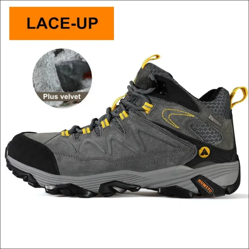 Humtto waterproof hiking shoes leather trekking boots outdoor sneakers for men male camping hunting