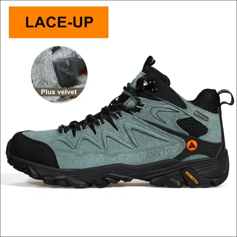 Humtto waterproof hiking shoes leather trekking boots outdoor sneakers for men male camping hunting