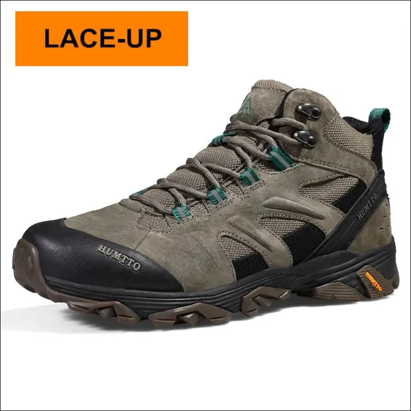 Humtto waterproof hiking shoes leather trekking boots outdoor sneakers for men male camping hunting