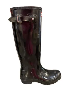 Hunter glossy rain high boots black 8