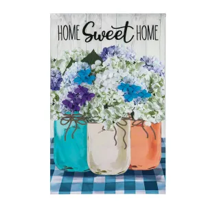 Hydrangea Mason Jars House Linen Flag,13l10297