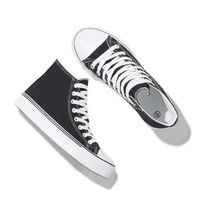 Iarus Womens high top Canvas Sneakers White Shoes for Womens Black Fashion Casual Shoes for Womens Walking Shoes(black11)