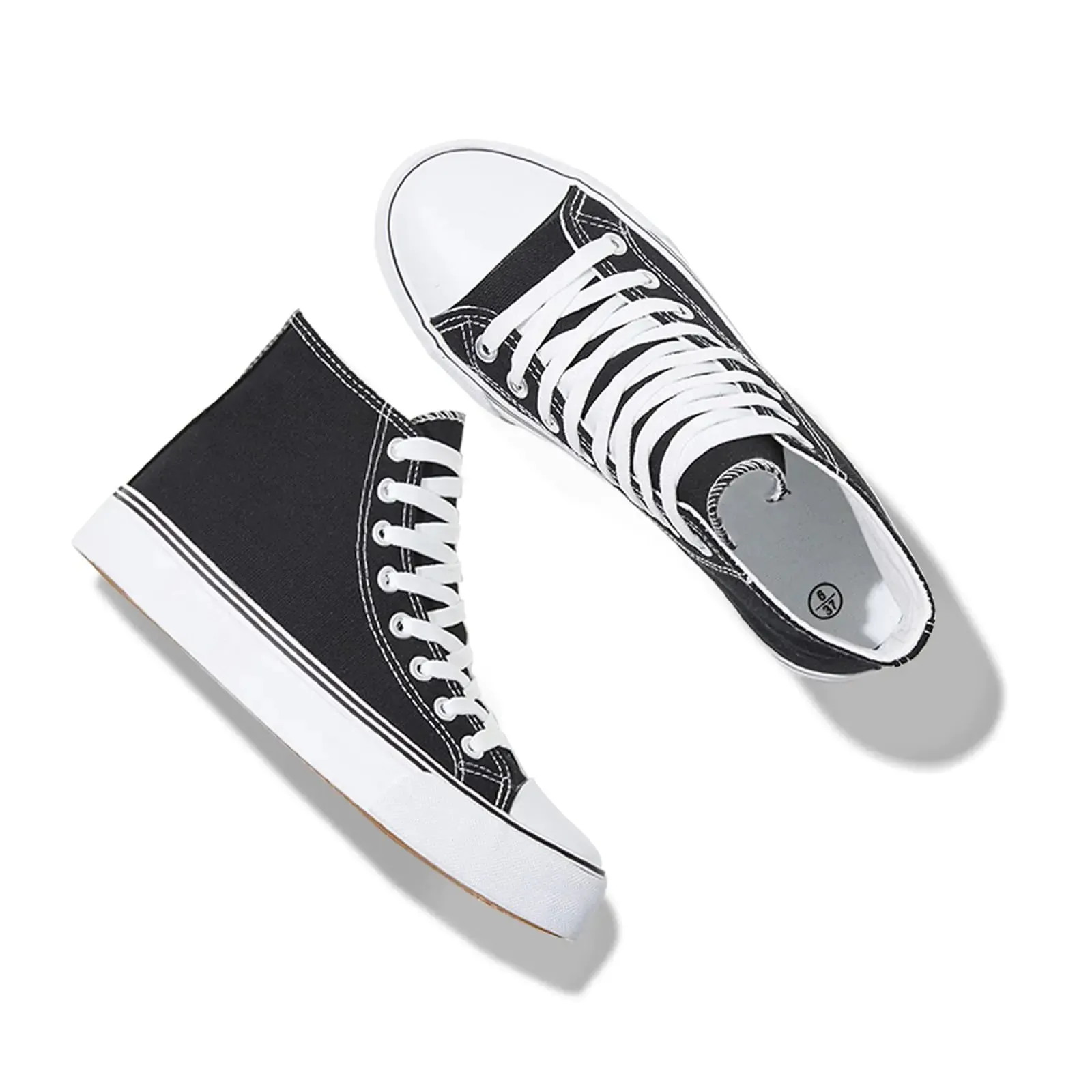 Iarus Womens high top Canvas Sneakers White Shoes for Womens Black Fashion Casual Shoes for Womens Walking Shoes(black11)