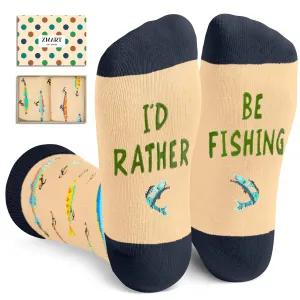 Id Rater Be Fishing Socks - Gifts For Fisherman Who Has Everything, Cool Fishing Gifts For Men Women, Unique Fishing Socks Men Women