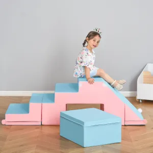 Indoor Soft Play Equipment | Montessori  Foam Play Set | Soft Pink & Blue | 1-3 years
